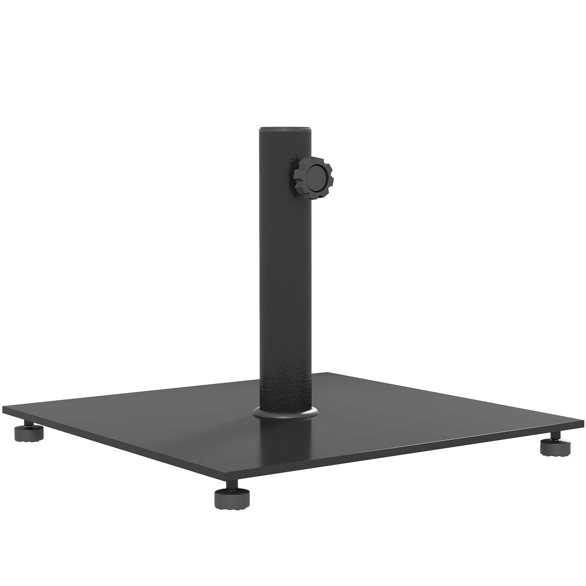 Outsunny Square Patio Umbrella Base, 29 lbs Metal Umbrella Stand Base with Adjustable Pads, Patio Umbrella Holder for 1.5"/1.9" Poles, Black