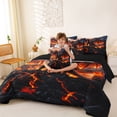 thumbnail image 3 of Feelyou Black Red Dragon Bedding Comforter Set for Boys Men Kids, Volcanic Cartoon Animal King Bedding Sets, Black Reversible, 7pcs, 3 of 7