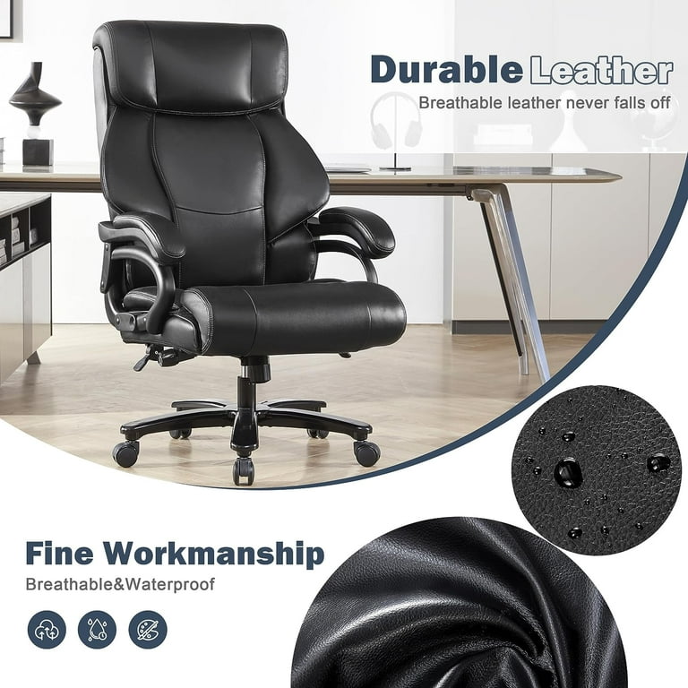 Weture Big and Tall Office Chair for Back Pain Relief, Breathable Leather Executive Office Chair for Heavy People, Heavy Duty Office Chair for Long