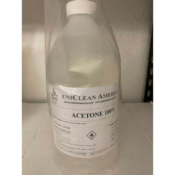 Acetone 100% pure - UniClean America Acetone with No Addtiives - Made in USA - Size 128 fl oz