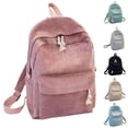 thumbnail image 3 of FUZHIQ Corduroy Drawstring School Backpack for Ages 6-12 Solid Color Front Pocket Lightweight Casual Daily Student Bookbag, Green, 3 of 9