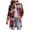 Red, variant on Womens Mid Length Plaid Jacket Flannel Button Down Long Sleeve Shirts Shackets Lapel Collar Casual Fall Coat (XL, Red)