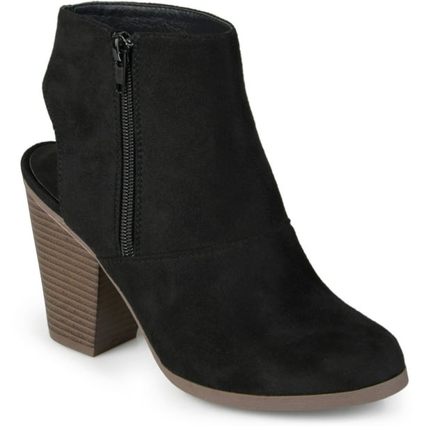 faux suede chunky heel booties