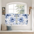 thumbnail image 3 of Blue Floral Spring Tier Curtains, Retro Watercolor Botanical Summer Light Filtering Kitchen Curtains, 2Pcs Rod Pocket Half Window Treatments Panels for Sink Cafe Cabinet Camper 27.5x24 Inches, 3 of 9