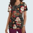 thumbnail image 2 of Christmas Scrubs for Women Strech Cute Santa Print Scrubs Top Nursing Work Uniforms with Pockets, Gifts for Her, L, 2 of 5
