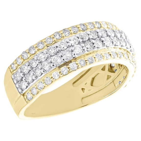 10K Two Tone Gold Diamond Men's 4 Row Tier Wedding Band Anniversary Ring 1.50 CT