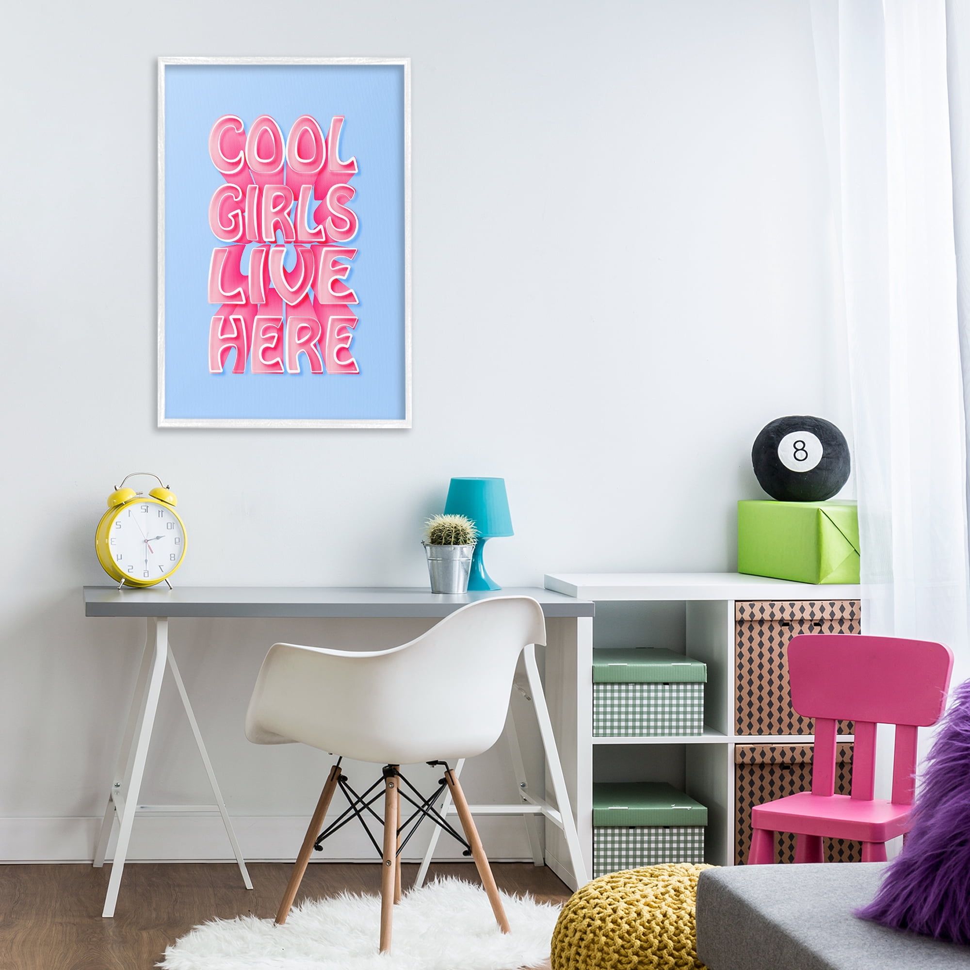 Stupell Industries Cool Girls Live Here Typography Painting White Framed Art Print Wall Art, 20 x 30