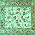 thumbnail image 1 of Ahgly Company Indoor Square Oriental Turquoise Blue Traditional Area Rugs, 7' Square, 1 of 4