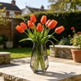 thumbnail image 4 of Artificial Tulips Rustic-Style Faux Stems - Decorative Blooms for Floral Arrangements, Wedding Photography Prop, Orange, Ccwuwei, 4 of 6