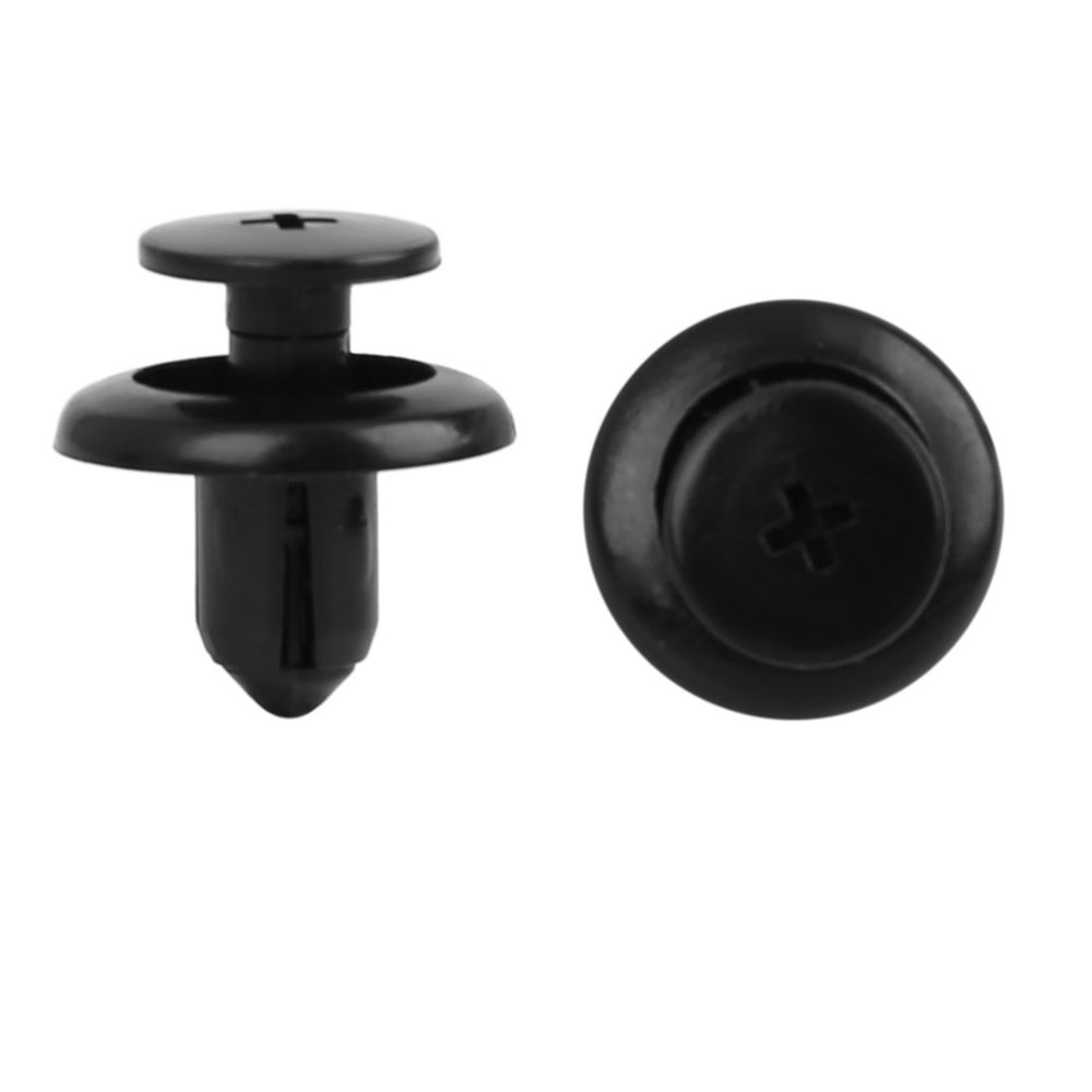 100Pcs 8mm Black Plastic Rivets Push Type Panel Retainer Fastener Clip