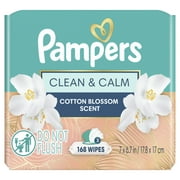 Pampers Wipes, Clean & Calm, Cotton Blossom Scent, 168 Wipes Total (3X Pop-Top Packs)