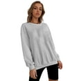 thumbnail image 2 of Long Sleeve Solid Sweatshirt Casual Crew Neck Activewear Pullover Tops for Women, 2 of 8