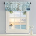 thumbnail image 5 of Summer Coastal Window Valance for Kitchen, Ocean Seaweed Anchor Nautical Coral Bubble Rod Pocket Short Curtain for Small Windows, Light Filtering Decorative Valance, 60 x 18 Inch, 5 of 9