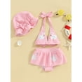 thumbnail image 2 of Bslissey Toddler Baby Girls Cute 3Pcs Bikini Swimsuit Sleeveless Halter Neck Tank Tops + Skirt Hem Shorts + Hat 9M-3T Infant Casual Summer Bathing Suits Beach Wear, 2 of 9