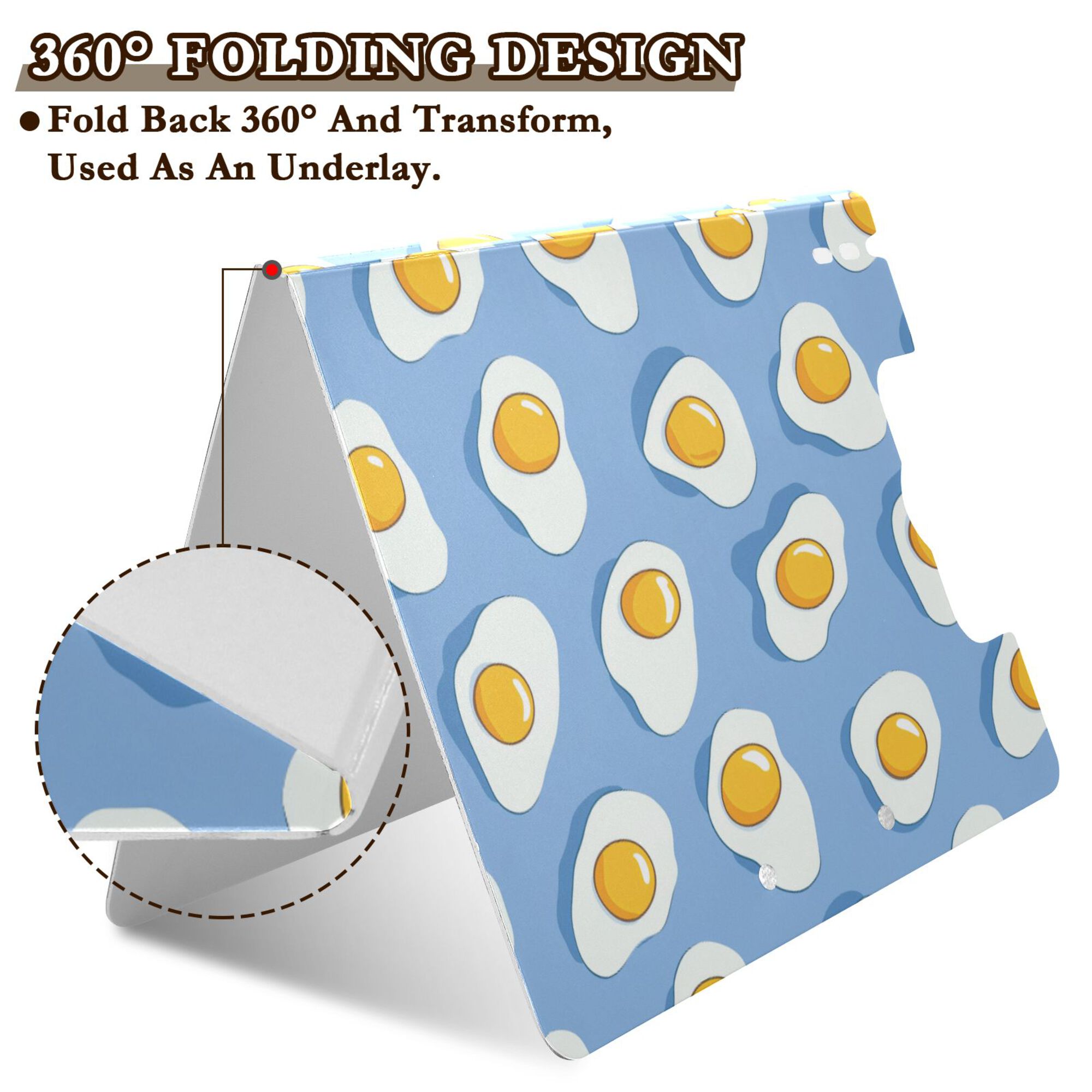 FORMRS A4 Clipboard Folder with Pen Holder Horizontal Foldable School Office Binder, Playful Fried Eggs
