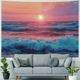 thumbnail image 4 of Creowell  Ocean Tapestry Wall Hanging, Sea Beach Wave Sun Cloud Landscape Scenery Nature Wall Art [Double-Folded Hems] Bohemian Home Decor for Bedroom, Dorm, College, Living Room 40x60inch, 4 of 6