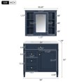 thumbnail image 3 of 36'' Bathroom Vanity with  Medicine Cabinet, Royal Blue Mirror Cabinet, Modern Bathroom Storage Cabinet with 2 Soft Closing Doors and 4 Drawers, Single Sink Bathroom Vanity, Blue, 3 of 9