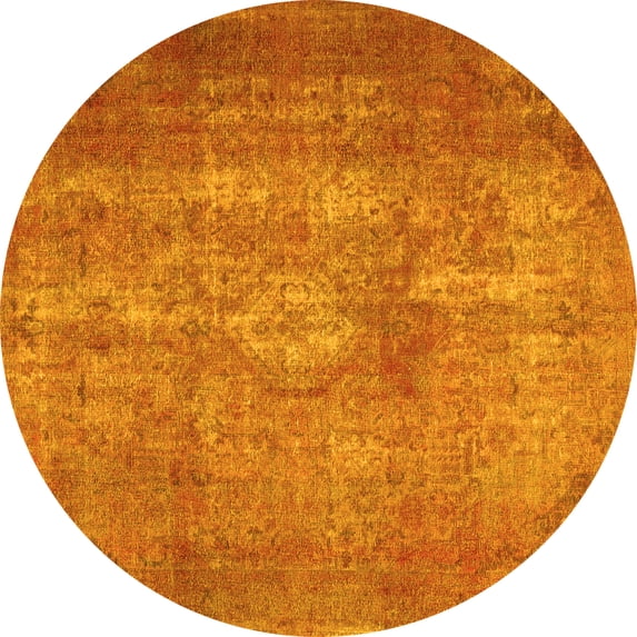 Ahgly Company Indoor Round Persian Yellow Traditional Area Rugs, 5' Round