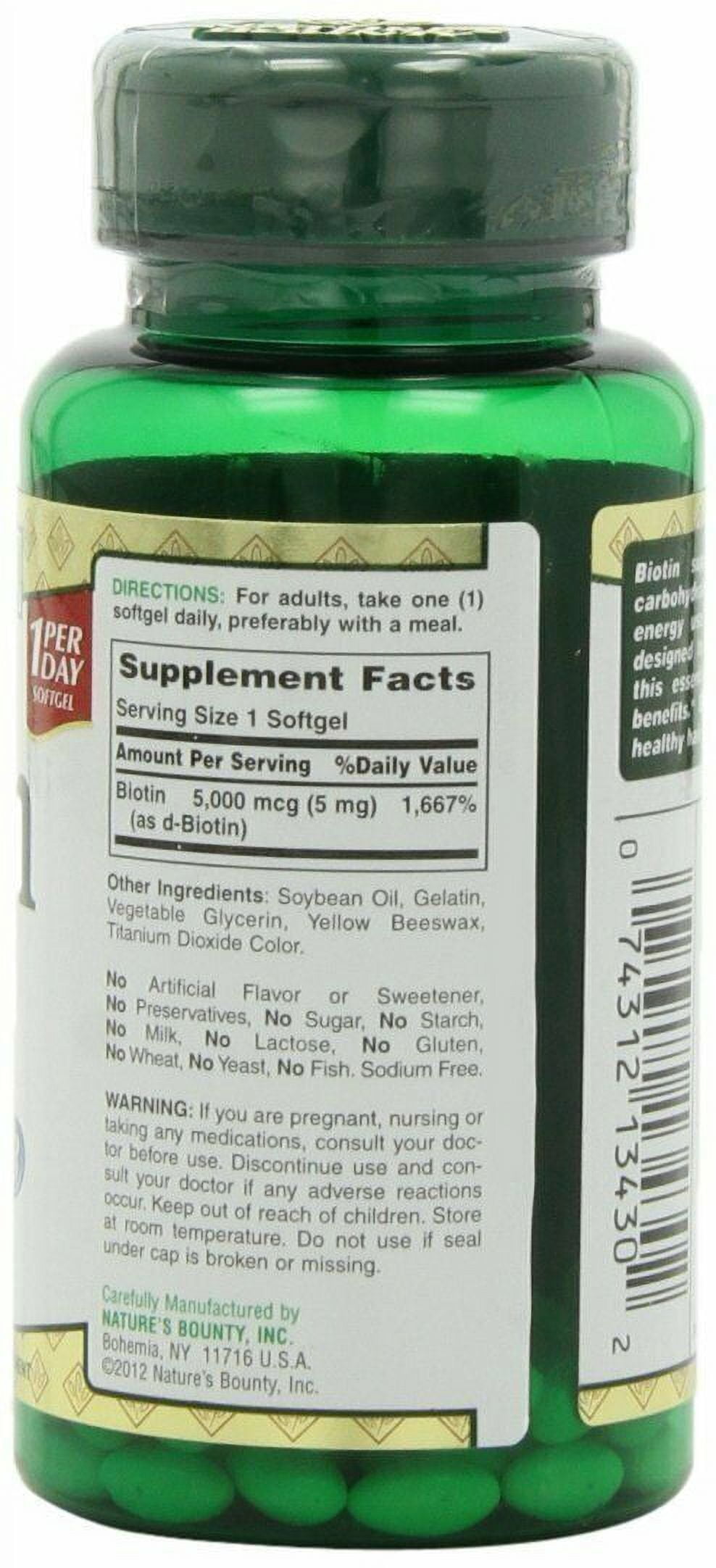 Nature's Bounty Biotin 5000 mcg Liquid Vitamin Supplement, 72 ct, 6 Pack