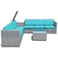 thumbnail image 6 of Patiojoy 8-Piece Outdoor Wicker Rattan Conversation Sofa Set w/ Storage Table Turquoise, 6 of 7