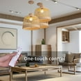 thumbnail image 3 of Arturesthome Rattan Woven Pendant Fixture Handmade Bamboo Hanging Ceiling Lamp Crafts Lampshade Natural Wicker Basket Chandelier for Living Room Bedroom Kitchen, 3 of 19