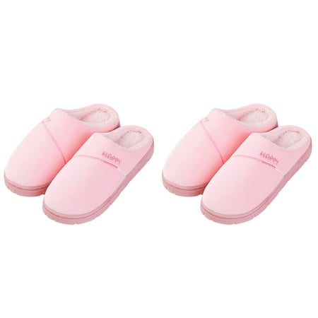 

TOYMYTOY 2 Pairs Winter Slippers Anti-skid Warm Slippers Indoor Slip-on Shoes Size 38-39 for Women Girls (Pink)