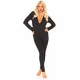 thumbnail image 4 of 2025 limited time sale! Women's Solid Color Printed Long Sleeve Stretch One-piece Pajamas Casual Home Set Comfortable Loungewear, 4 of 4