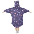 thumbnail image 2 of Dailycode Wearable Blanket Hoodie Oversized Sherpa Flannel Blankets with Pocket for 3-14 Year Old Pastel Floral Flower, 2 of 7