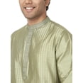 thumbnail image 4 of In-Sattva Men's Vertical Pleat Embroidered Banded Collar and Placket Kurta Tunic; Sage Green; MD, 4 of 5