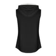 thumbnail image 3 of Htigea Women's Sleeveless Hoodies Summer Casual Hooded Tank Tops Drawstring Sport Tanks Loose Fit Pullover Undershirts Black,L, 3 of 4