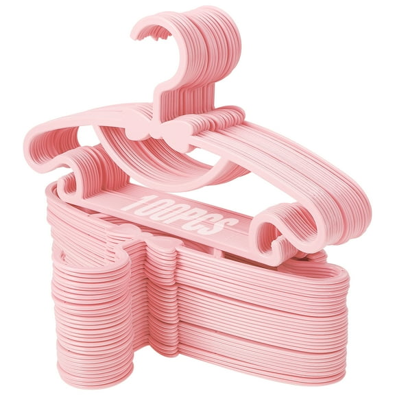 KABOER 100 Pcs Baby Hangers for Closet, Plastic Kids Hangers for Nursery, Childrens Hangers, Cascading Plastic Childrens Hangers and Infant Hangers for Closet