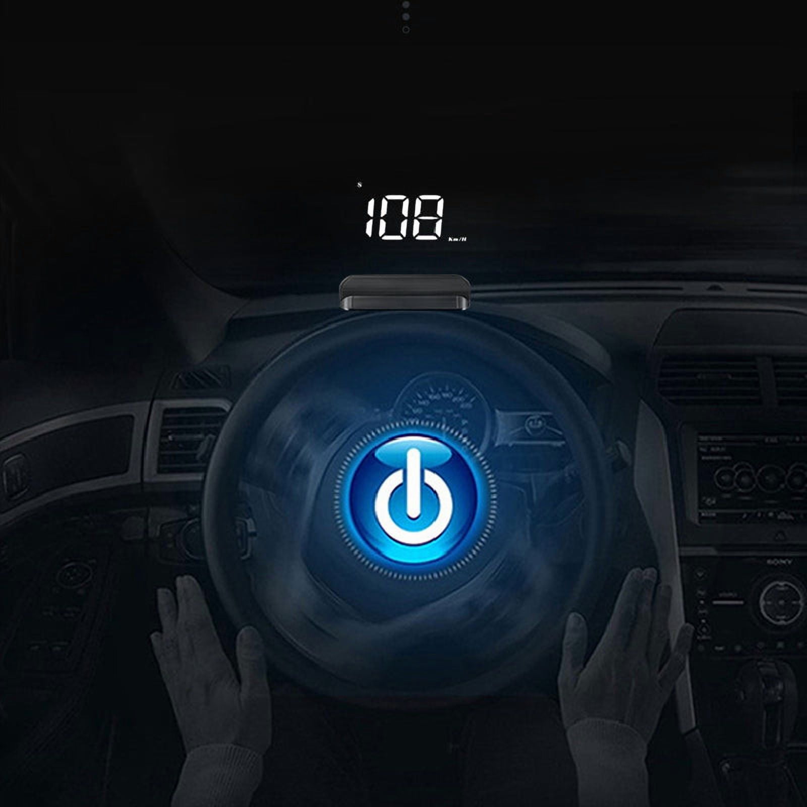Wireless Car HUD Head-Up Display with Holographic Speed Projection and GPS, Universal Dashboard Speedometer for All Vehicles, Day/Night Visible Projector with Reflective Film