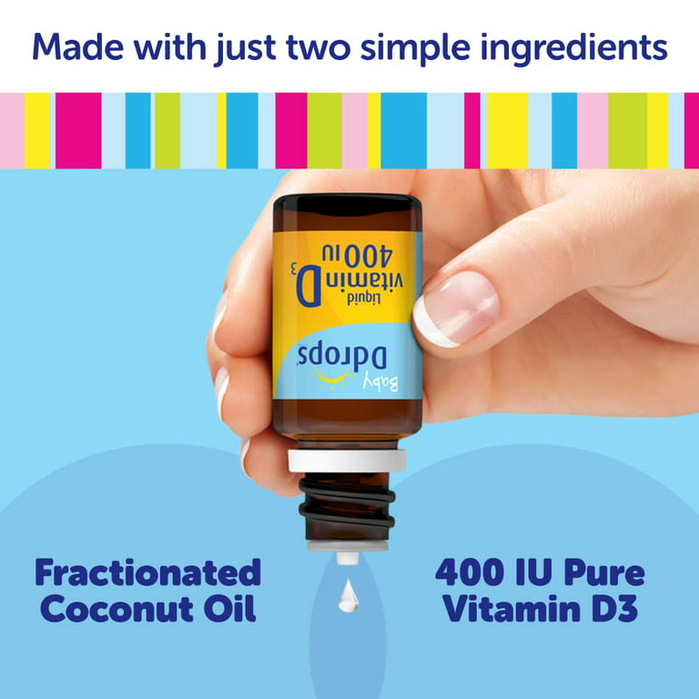 Ddrops Organic Baby 400 IU 90 Drops - Daily Vitamin D Liquid for Infants.  Supports Teeth & Bone Health. No Preservatives, No Sugar, Non-GMO,  Allergy-Friendly 