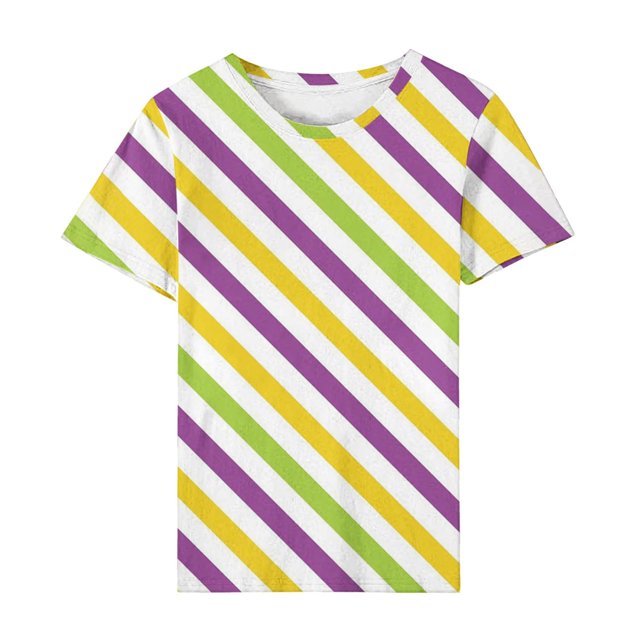 Outfmvch T-Shirts Mardi Gras pour Femmes, T-Shirts Graphiques, T-Shirts de Carnaval, Vêtements Mardi Gras, T-Shirt Imprimé à Manches Courtes Col Rond Mode Décontracté Vert Menthe 1 m