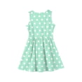 thumbnail image 4 of YOUYEDIAN Teen Girls Summer Dress Kids Cute Polka Dots Print Sleeveless Dresses Toddler Casual Patchwork Crewneck Sundress (Light Green, 13-14 Years), 4 of 4
