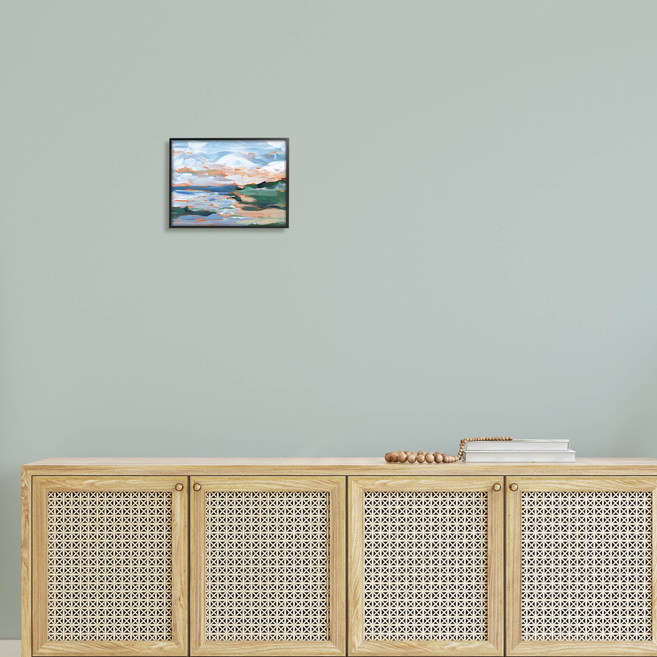 Seaside Modern Landscape Scene Landscape Painting Black Framed Art Print Wall Art