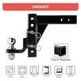 thumbnail image 2 of Adjustable Trailer Hitch Ball Mount Fits 2In Receiver, 2" Tow Balls,7500lbs,9-1/2" Drop/ 8-1/4" Rise, 2 of 6