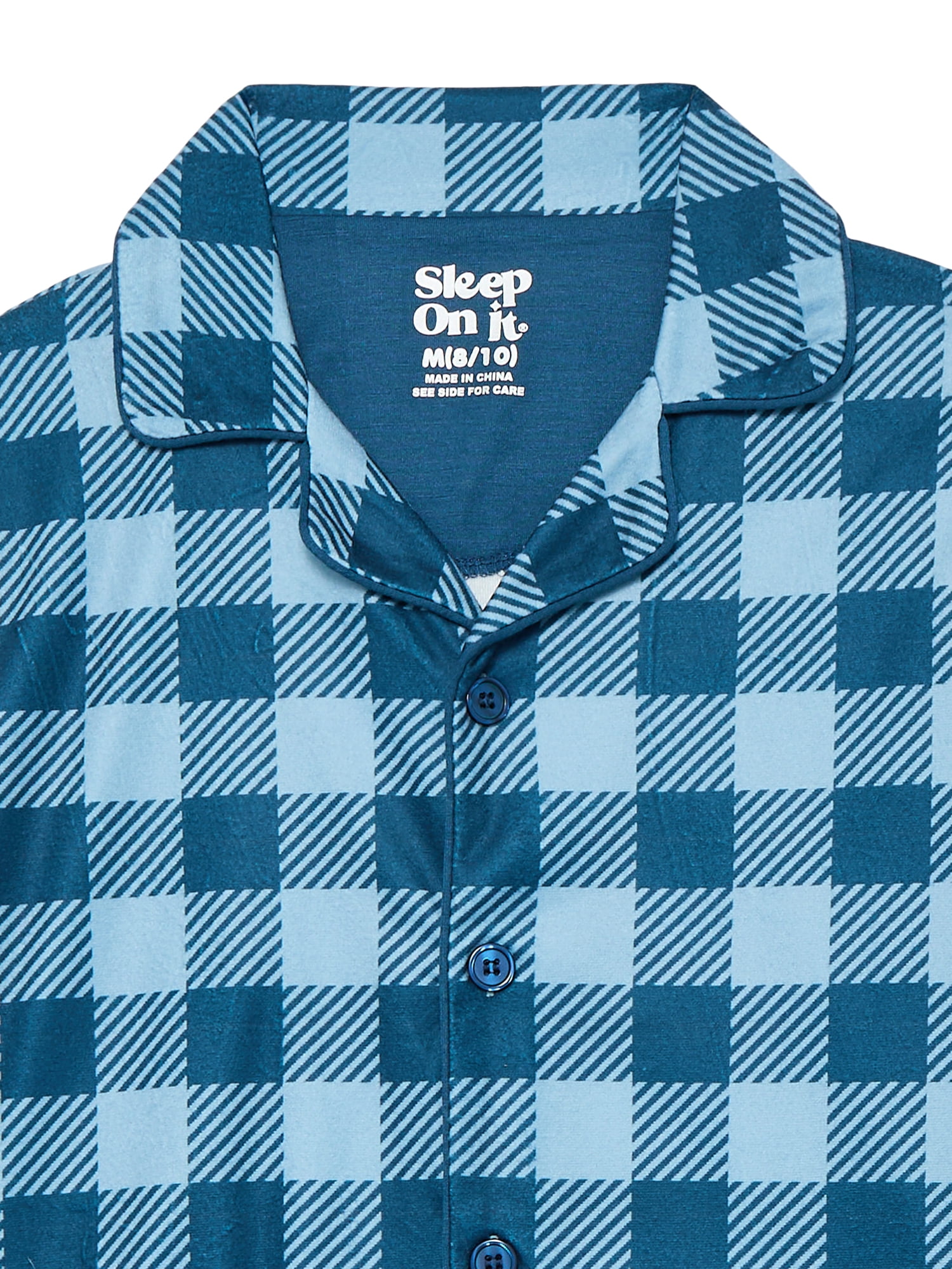 Sleep On It Boys Long Sleeve Button Down Top and Pants Pajama Set, 2-Piece, Sizes 6-14