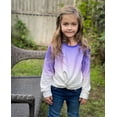 thumbnail image 4 of Oudiya Girls Twist Front Tie Dye Sweatshirt Casual Long Sleeve Pullover Crop Tops for Kids 4-12Y, 4 of 6