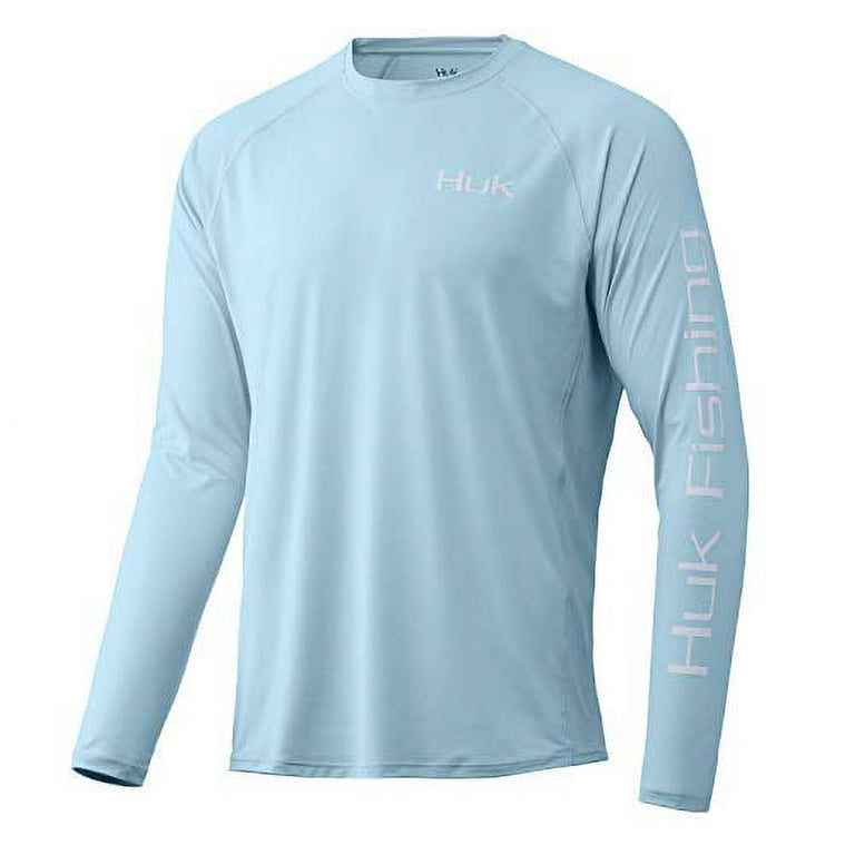 HUK Men's Pursuit Long Sleeve Sun Protecting Fishing Shirt, Bass-Ice Blue,  X-Large 