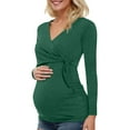 thumbnail image 2 of Hwmodou Women T-Shirts Pregnant Womens Maternity Irregular Soild Color Tee Short Sleeve Crew Neck Basic T Shirt Top Dailywear Pregnancy Clothes For Woman, 2 of 6