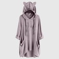 thumbnail image 2 of Fesfesfes Women Flannel Shirt Fashion Solid Color Hooded Long Sleeves Pockets Top Blouse Sweatershirt On Sale, 2 of 6