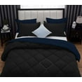 thumbnail image 6 of D.N.G. BEDDINGS 1 Piece Luxury Reversible Diamond Pattern Comforter Premium Super Soft, All Season 800 TC, 100% Egyptian Cotton Oversized Super King Size Navy Blue/Black Solid Color, 6 of 7
