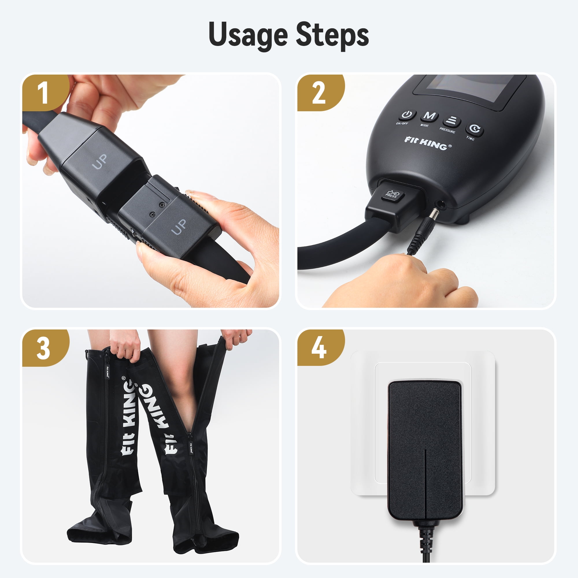FIT KING Pneumatic Leg Massager for Foot and Calf Recovery, Air Compression, Circulation Massage, FSA/HSA Eligible