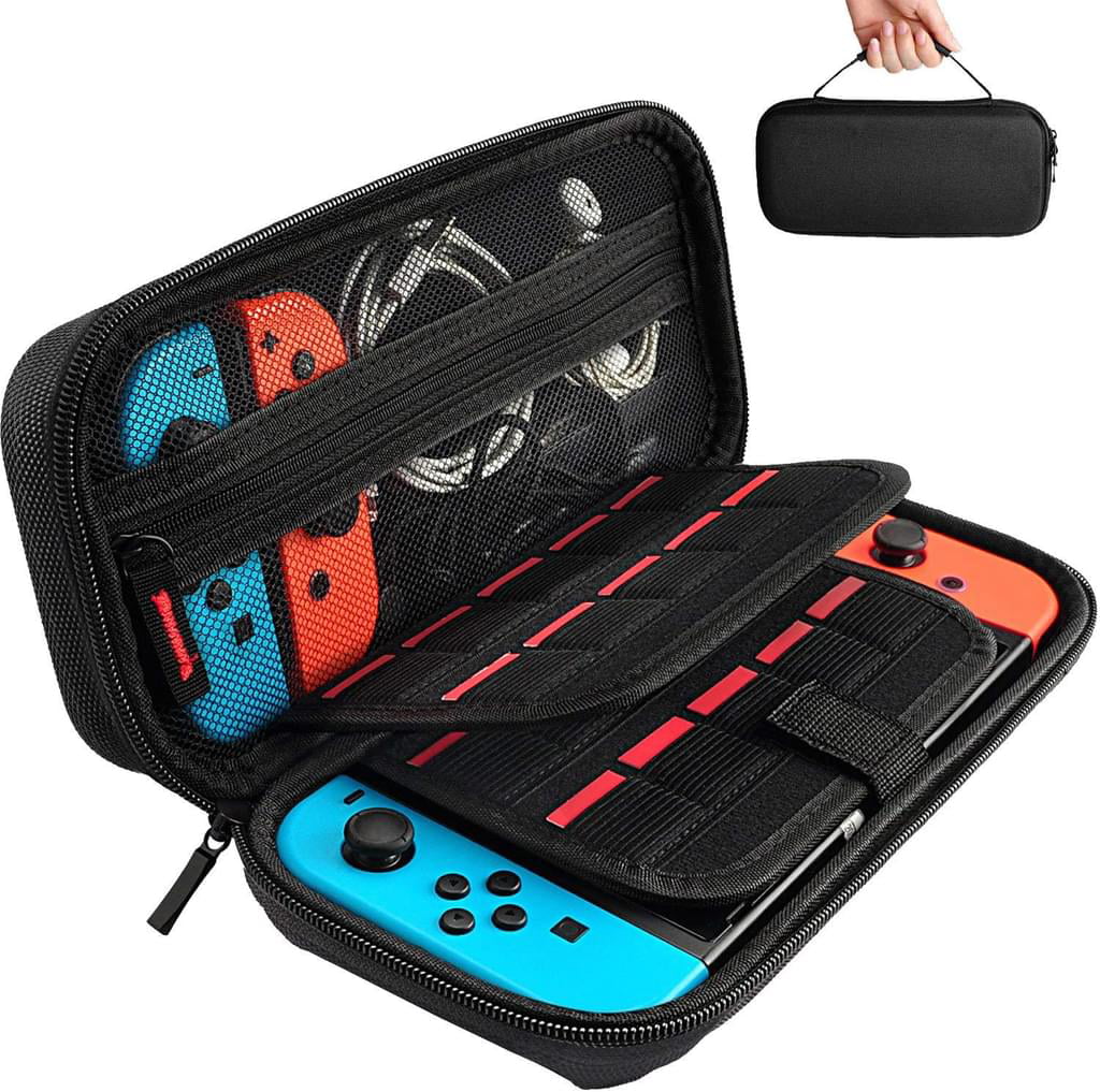 Black 2Pcs EVA Game Console Protective Hard Case,Portable Carry Dustproof Storage Bag for 3DSXL//3DS LL//3DS,with Hanging Rope Black