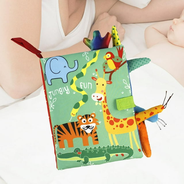 Libro de tela suave de para padres y hijos, libro interactivo arrugado, juguete sonajero para cochecito, juguetes para bebés recién tigres Hugo libros para niños juguetes de aprendizaje