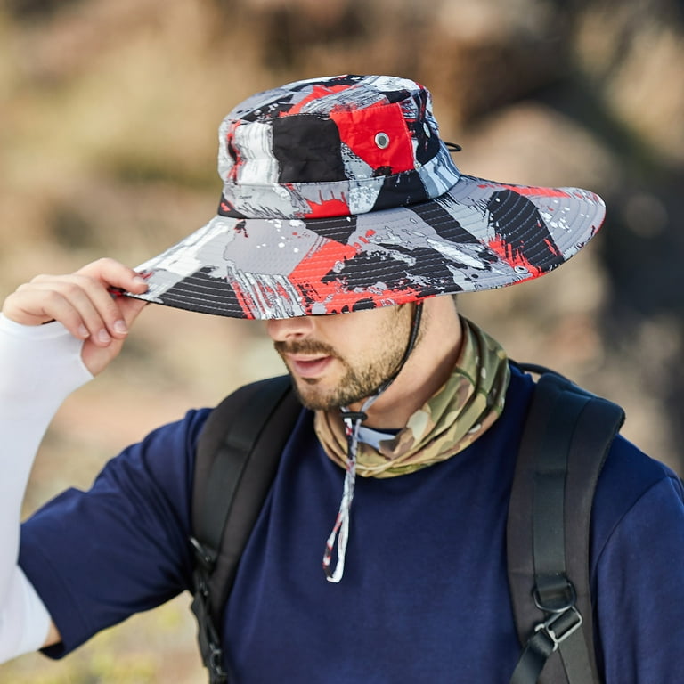 Hunpta Bucket Hats For Men Mountaineering Fishing Camouflage Hood Rope  Outdoor Shade Foldable Casual Bucket Hat