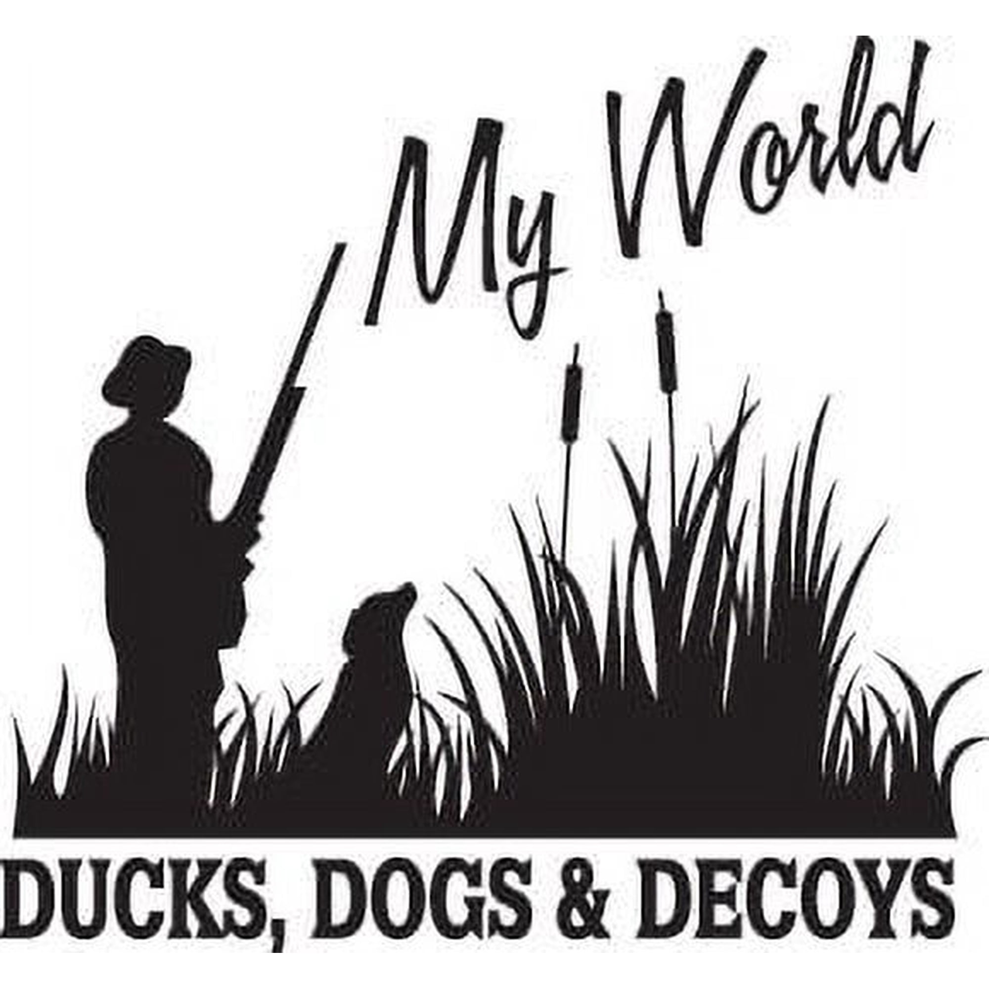 My World Hunting Ducks Dogs And Decoys Wall Art Decal | DIY Vinyl Home Bedroom Living Room Wall Adhesive Hunter Design | 20" x 20" Stick And Peel Decoration Sticker - Black