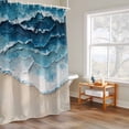 thumbnail image 6 of Blue Beige Shower Curtains for Bathroom, Gradient Ocean Wave Oil Painting Style Abstract Washable Fabric Shower Curtain with Hooks Waterproof Bathroom Decor Sets, 66 x 72 Inches, 6 of 9