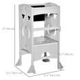 thumbnail image 3 of Qaba Kids Kitchen Helper Foldable Step Stool Toddler Kitchen Stool with Blackboard Lockable Handrail for 3-6 Years old Grey, 3 of 9
